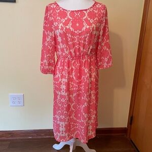 H&M Pink Lace Print Dress Size 10